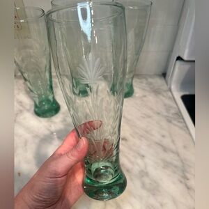 Vintage Etched Glass Beer Pilsner Glasses- 4